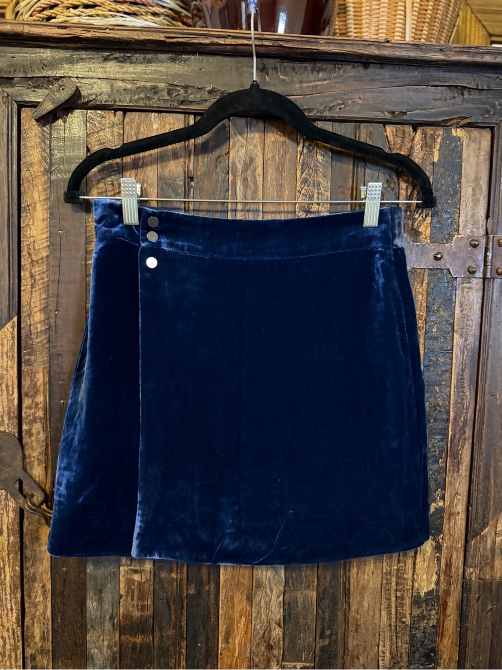 BCBGMAXAZRIA Albie Velvet Mini Skirt XXS Blue Silk Blend party going out fall